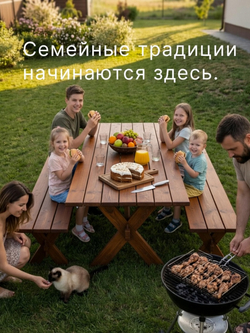 Скамейка садовая, 200х44х44, Осло, для кухни, банкетка в прихожую, из массива дерева, венге, Dipriz