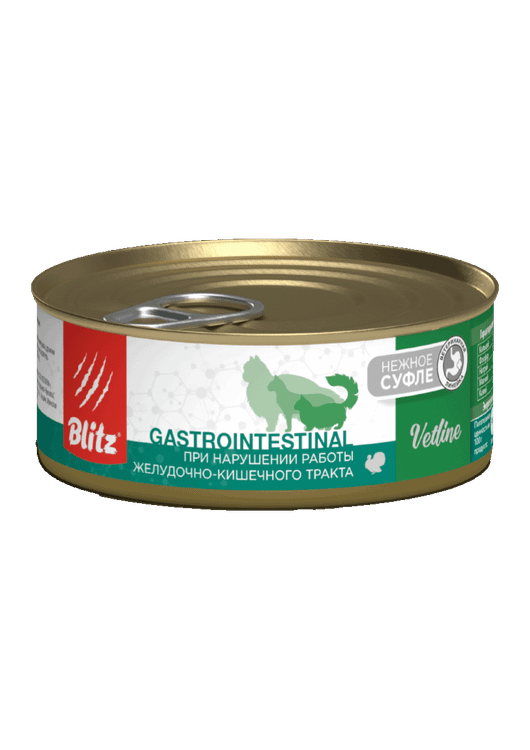 Консервы для кошек при нарушениях работы ЖКТ Blitz Vetline Cat Gastrointestinal 100гр