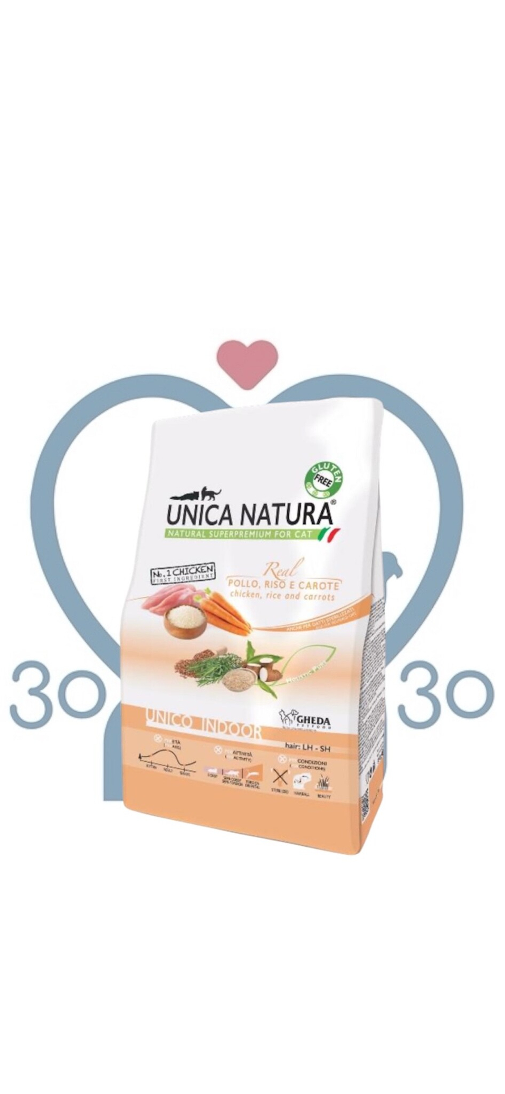 Корм Unica Natura Indoor д/кош курица, рис, морковь, 350гр