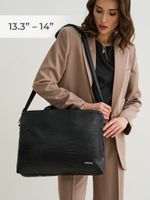 Сумка для ноутбука 13,3" и 14" с ремнем на плечо и 3 отделениями (Лакированный черный)