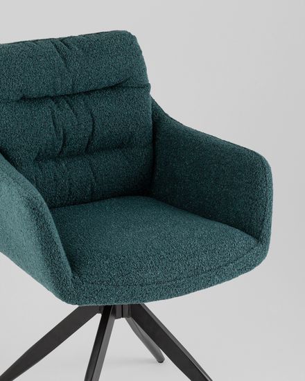 Стул обеденный поворотный Amy сине-зеленый букле