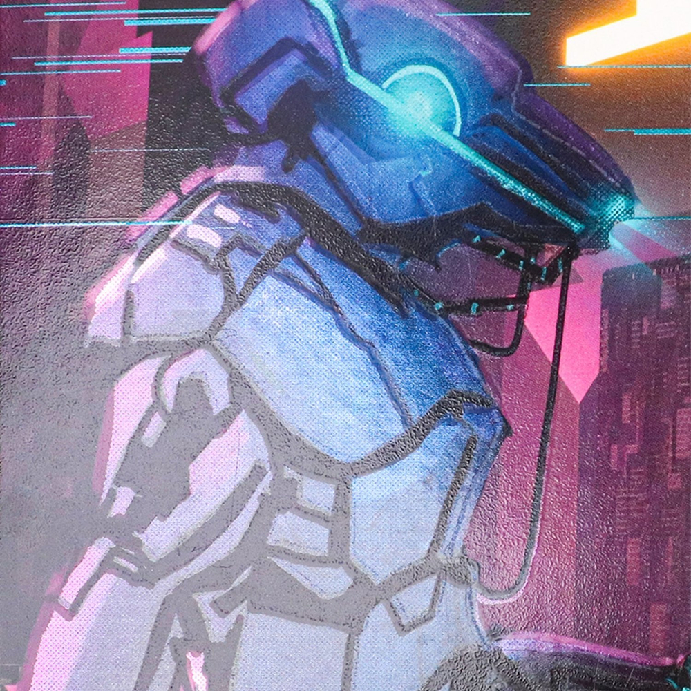 Скетчбук А5 40л., "Робот и неон" 100 г/м2, Проф-Пресс, 7БЦ, ламинированный картон, твин-лак, холодная фольга, блок-офсет