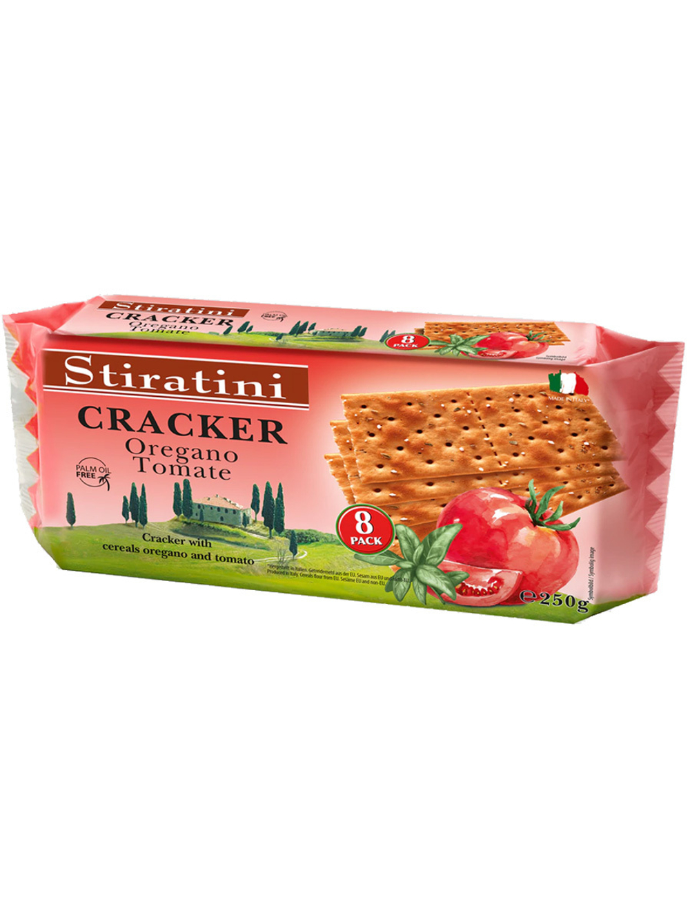 Крекеры орегано и томат Stiratini CRACKER 250 г, Наслаждайтесь итальянским колоритом дома или в дороге