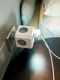 Тройник для розетки сетевой куб WAYSKO, 4 евро розетки 220V с заземлением, 2 USB, 2 Type-C, 16 A / 4000 Вт, разветвитель с выключателем, белый