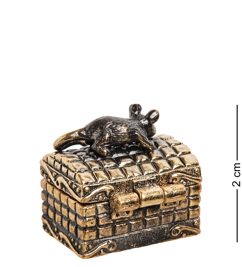 Народные промыслы AM- 568 Фигурка «Сундук с мышью» (латунь)