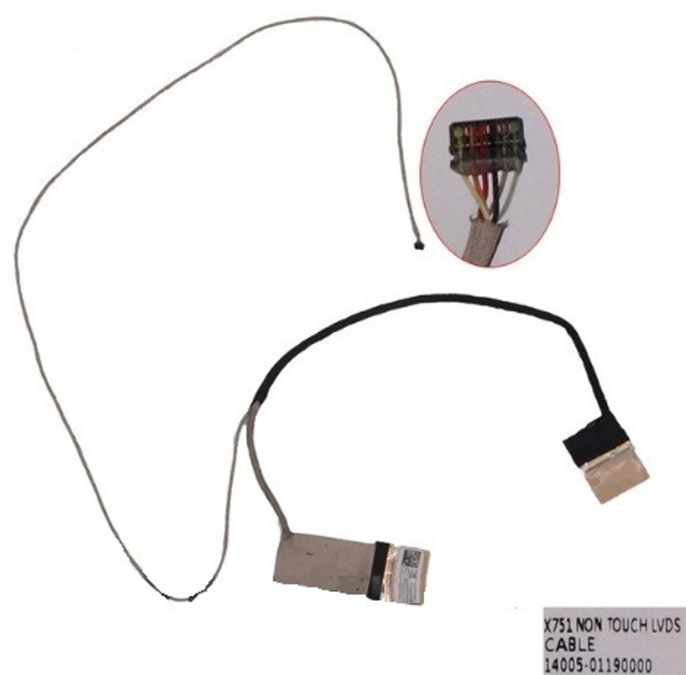 Шлейф матрицы (LCD Cable) Asus F751L, F751M, K751M, K751S, R752L, X751 (БЕЗ ТАЧСКРИНА)