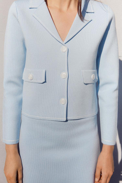 ZARA КАРДИГАН С ОКАНТОВКОЙ, СИНИЙ/БЕЛЫЙ