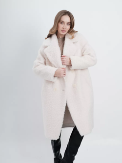 Шуба из овечьей шерсти, жемчужная, SilverFox
