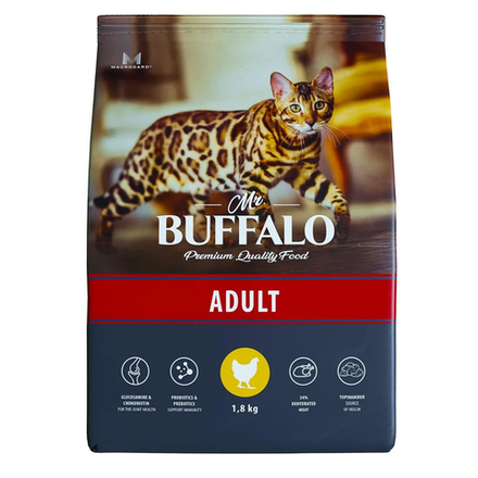 Mr.Buffalo 1.8кг Adult Сухой корм для взрослых кошек Курица