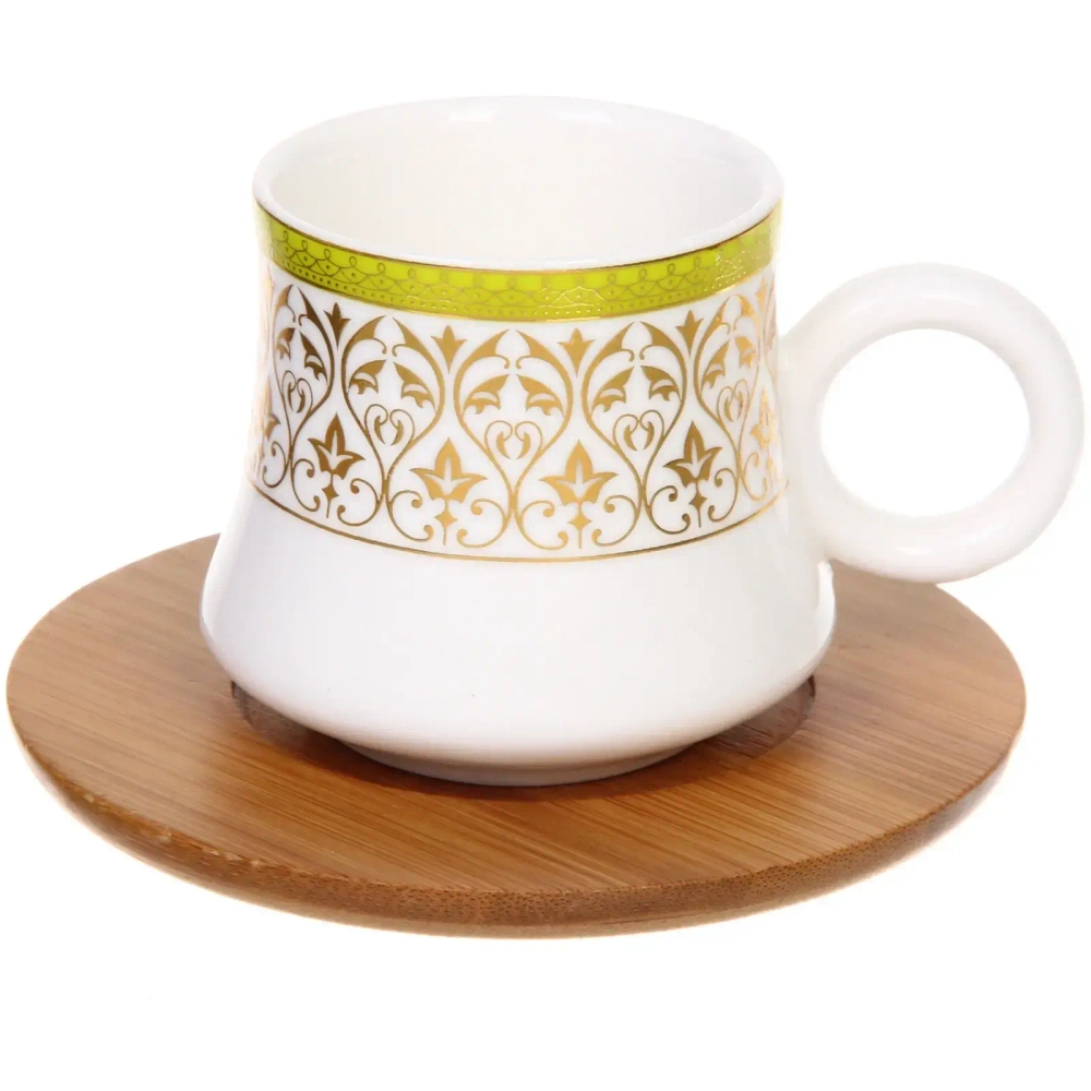 Кофейный набор 12 предметов «Восточная сказка» ( 6кружек 90мл+6 блюдец), вензеля зеленый