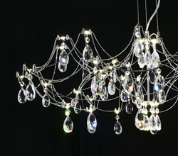 Подвесная люстра светодиодная с пультом и хрустальными подвесками Asfour MyFar Ersilia MR2661-60P-50AD