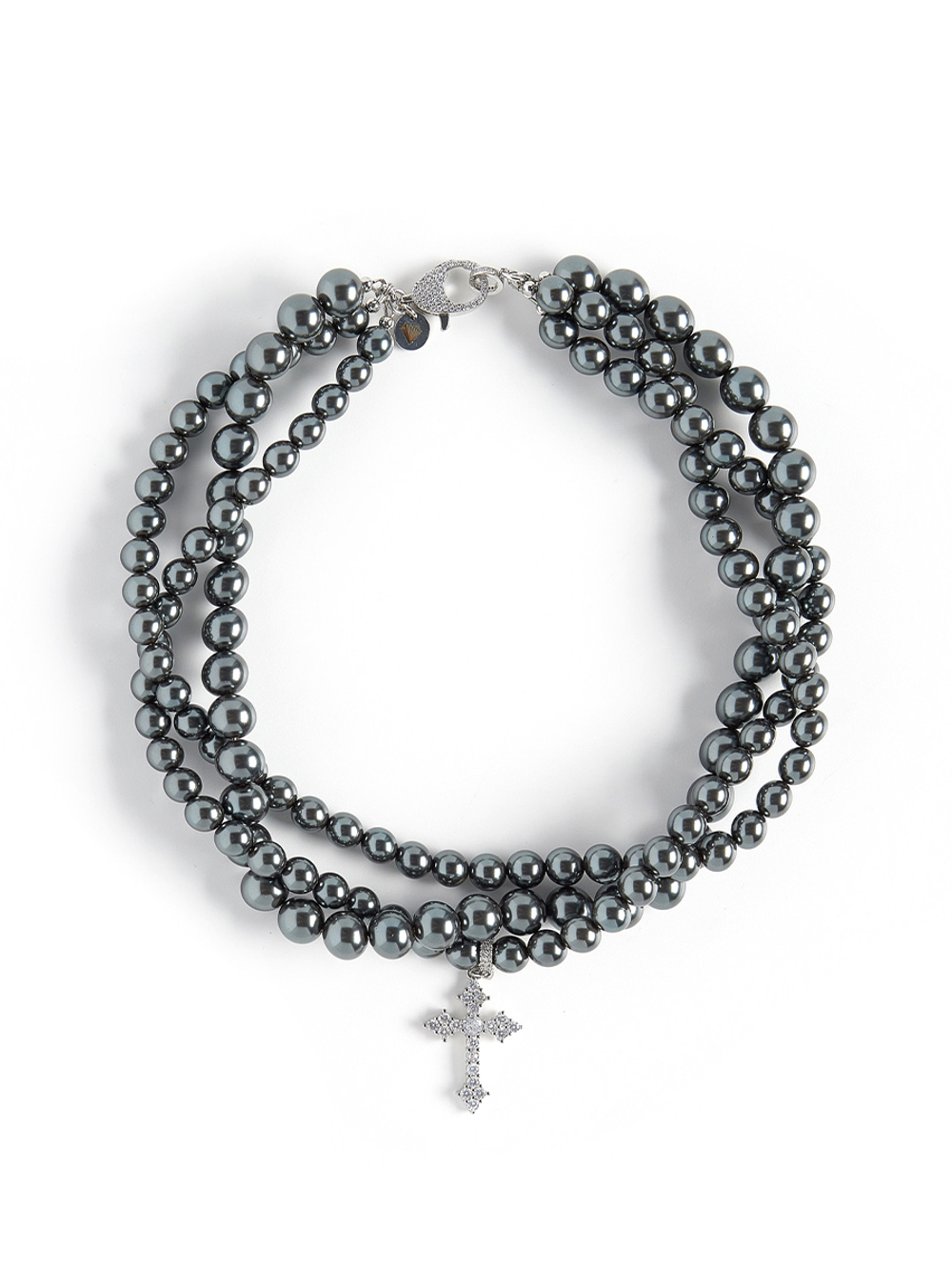 Колье "Trio cross gray" Silver