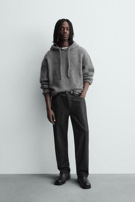 ZARA ТОЛСТОВКА ИЗ ВЯЗАНОГО МАТЕРИАЛА С НАЧЕСОМ, АНТРАЦИТОВО-СЕРЫЙ