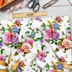 Ткань бязь контрастные розы