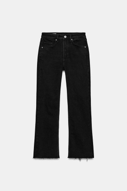 ZARA ДЖИНСЫ TRF CROPPED FLARE С ВЫСОКОЙ ПОСАДКОЙ, ЧЕРНЫЙ