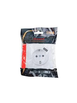 Розетка 1-мест. с/з+USB разъем ZIMA IP20 бел. LEZARD 704-0288-181