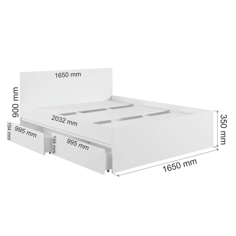 МС Мадера Кровать с ящ. К1.6М с дсп 1600*2000 б/м. (корпус лдсп дуб крафт золотой, фасады лдсп белый