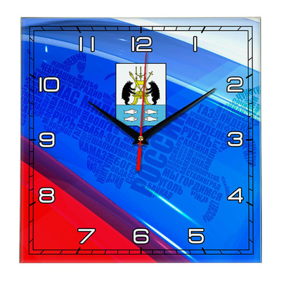 Часы с флагом РФ и гербом города Новгород 02 Декор для дома, подарок