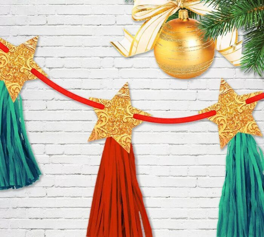 Гирлянда новогодняя «Звёздочки», с кисточками 160 см