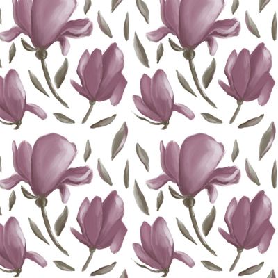 Магнолия на белом фоне - праздничный паттерн