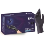 Перчатки нитриловые текстурированные на пальцах, черные, XL, «Libry» 50 пар