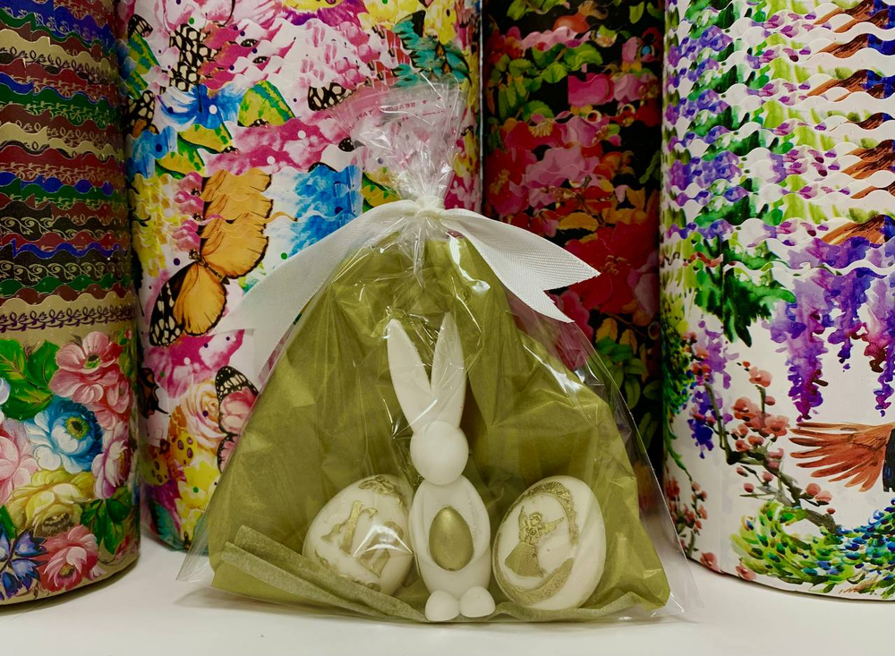 Фигурка из шоко глазури «Пасхальные» белый / золото