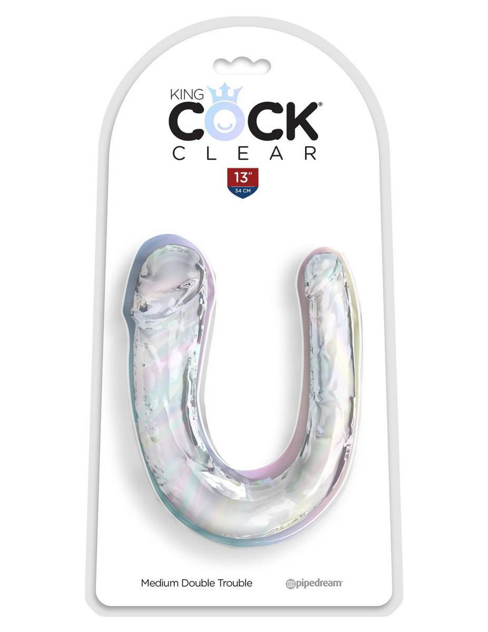 Двусторонний фаллоимитатор King Cock Clear, Medium Double Trouble
