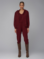 Женский трикотажный костюм-тройка бордовый с молнией