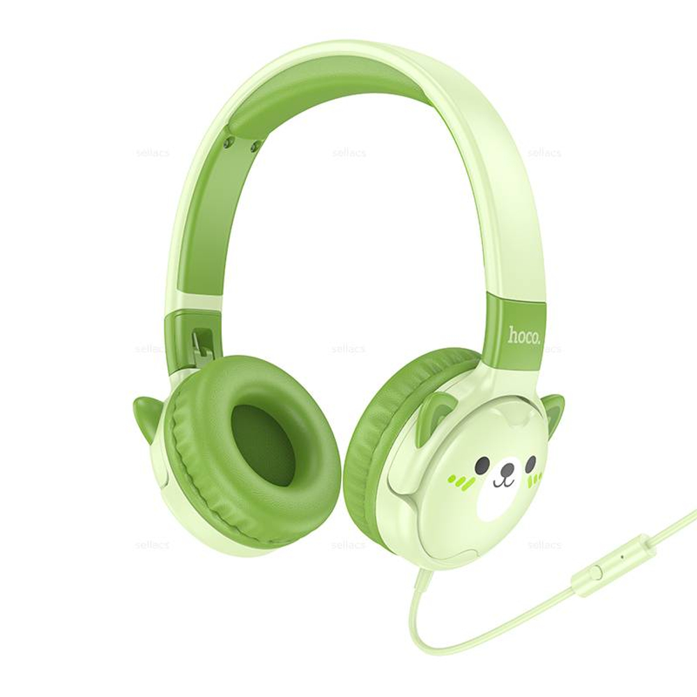 Проводные детские наушники Hoco W61 (emerald green)