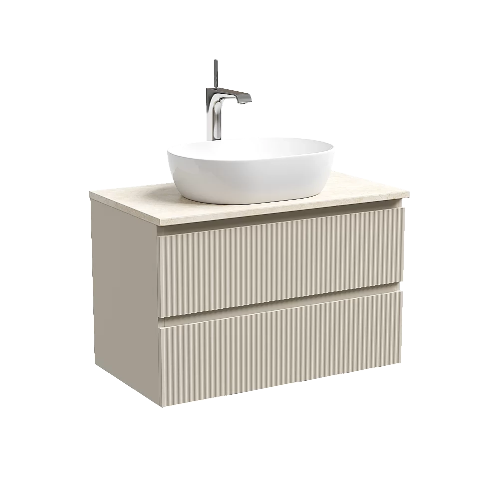 Тумба с раковиной Sancos SNOB R 80 со столешницей, бежевая матовая