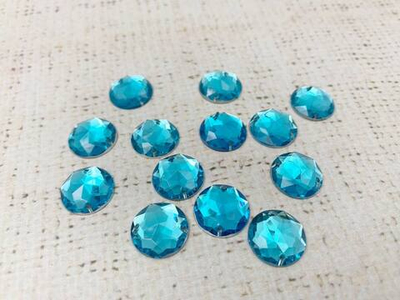 Стразы пришивные акрил, d 1,6 см, голубой