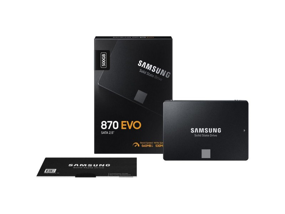 SSD накопитель Samsung 870 EVO 500ГБ, 2.5" SATA, SATA III, [MZ-77E500B/CN]