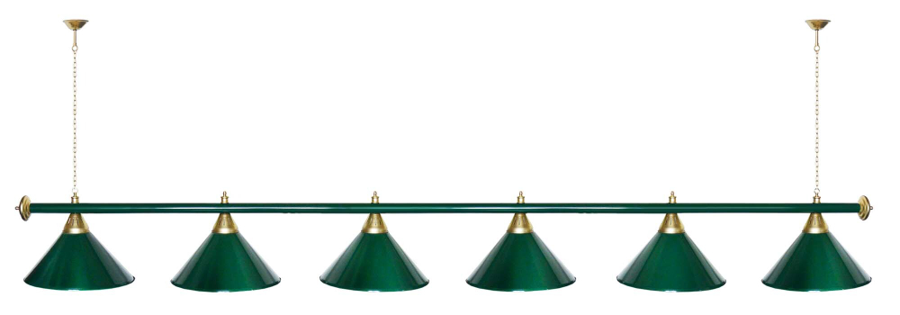 Лампа STARTBILLIARDS 6 пл. (плафоны золотые,штанга золотая,фурнитура золото)