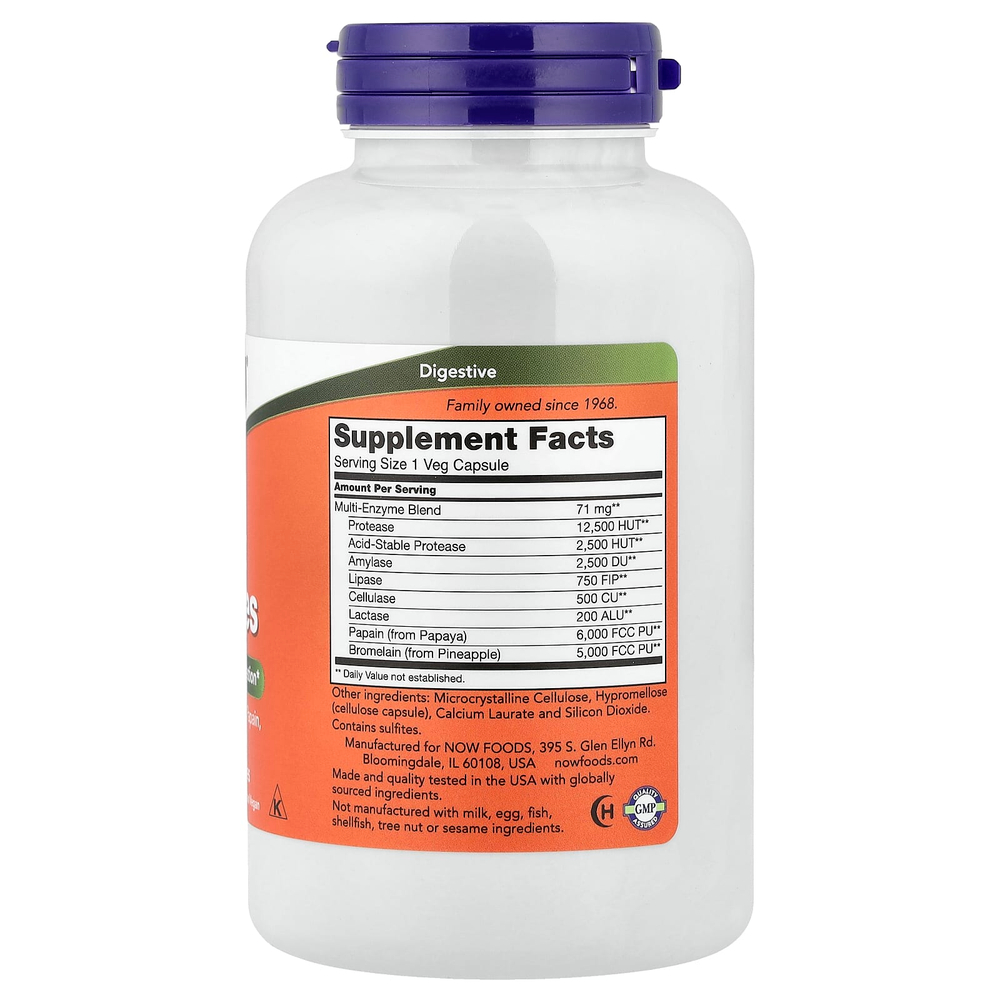 NOW Foods, растительные ферменты, 240 вегетарианских капсул