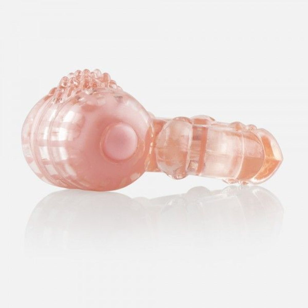 Эрекционное кольцо с вибрацией THE BIG O (Цвет: персиковый)