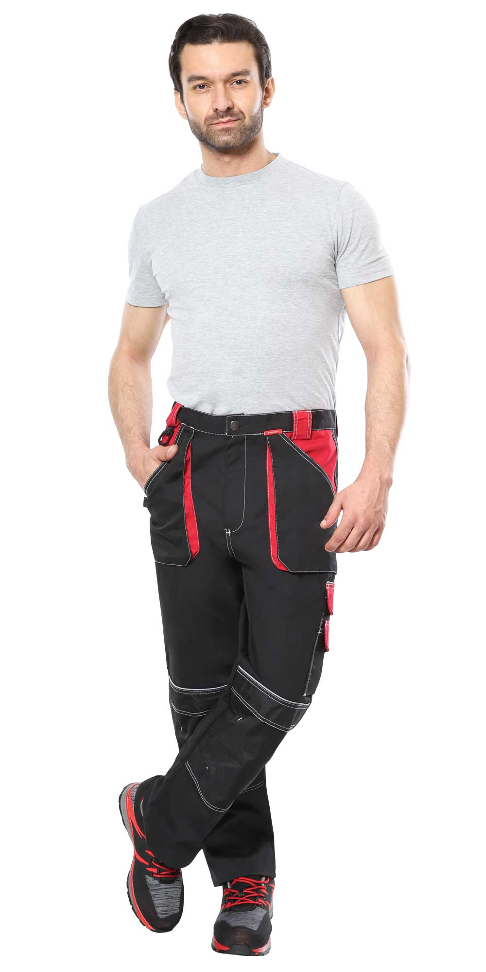 Брюки "АГАТ" черный с красным (малиновым) - ПОД ЗАКАЗ