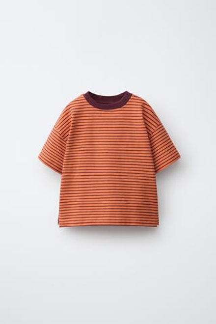 ZARA ФУТБОЛКА В ПОЛОСКУ, ЦВЕТ ЖЖЕНОГО АПЕЛЬСИНА