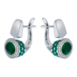 Серьги с Изумрудами и Бриллиантами, Эмаль, E0177-70/6