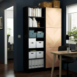 Книжный шкаф с дверцей - IKEA BESTÅ/BESTA, 120x42x202 см, черный, Беста/Бесто ИКЕА