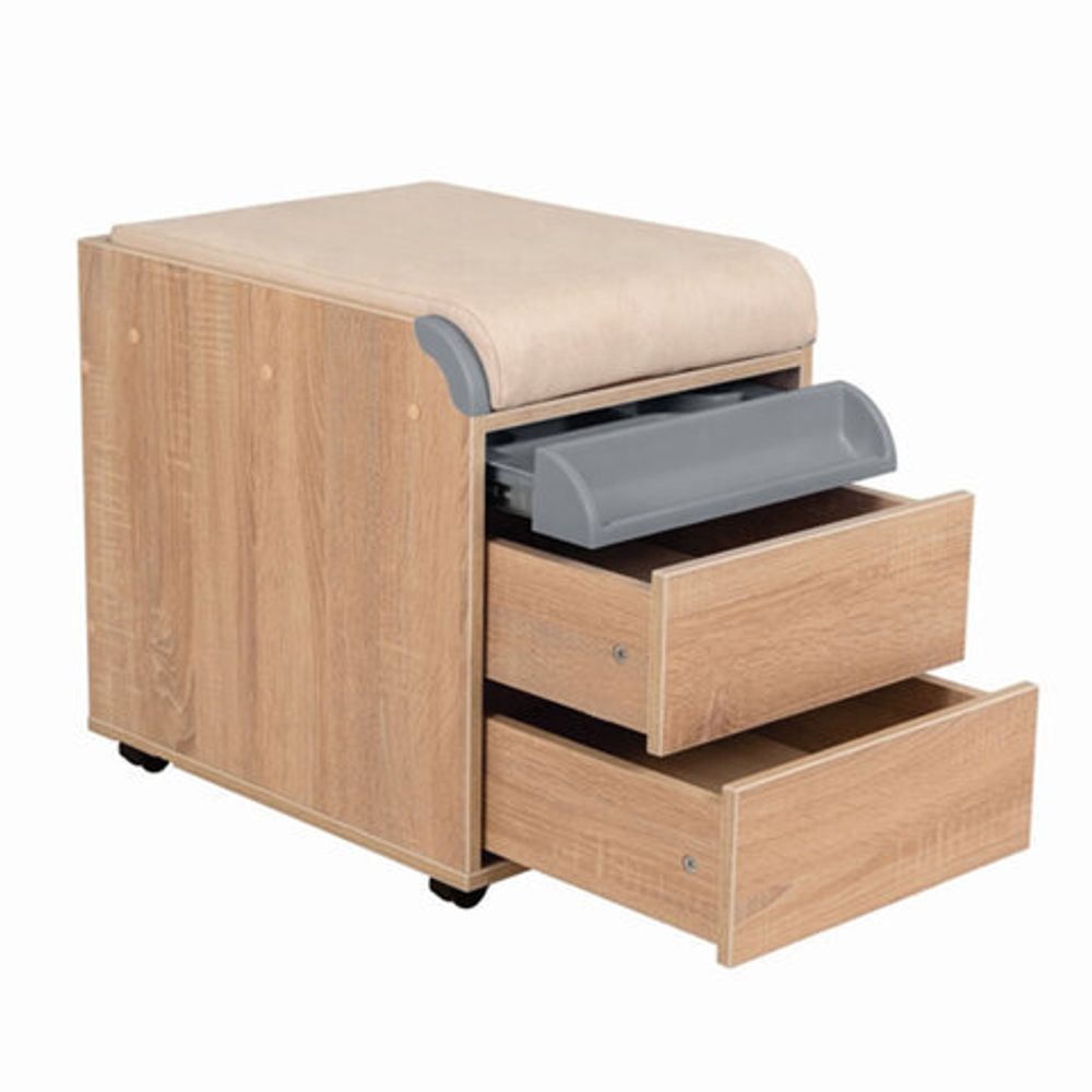 Тумба подкатная "ДЭМИ" ТУВ.10, 426х570х620 мм, 2 ящика + подушка + лоток, пластик серый, дуб сонома (КОМПЛЕКТ)