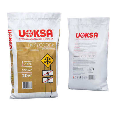 Реагент противогололедный 20кг UOKSA Пескосоль, песко-соляная смесь, мешок