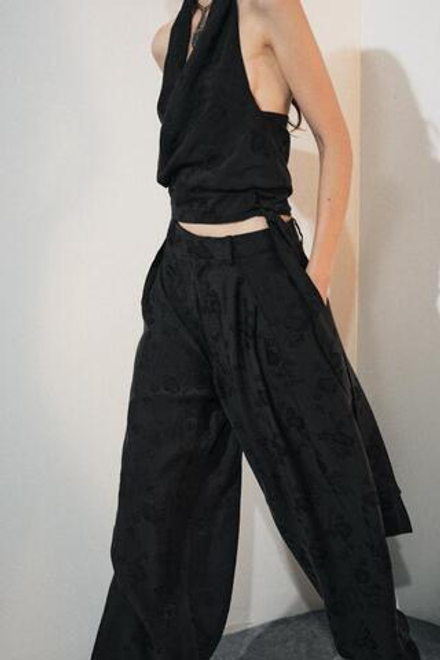 ZARA ТОП-ХАЛТЕР ИЗ ЖАККАРДОВОЙ ТКАНИ С ЦВЕТОЧНЫМ РИСУНКОМ — ZW COLLECTION, ЧЕРНЫЙ