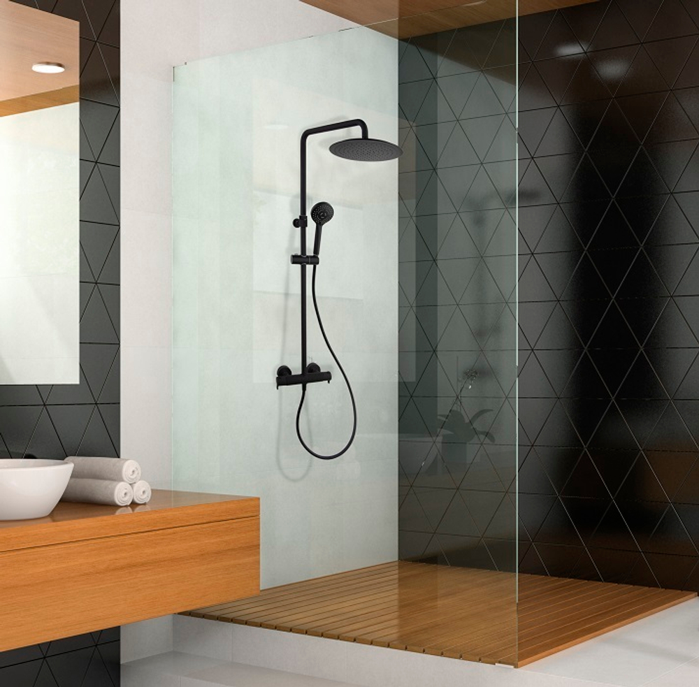 Смеситель для душа с душевым комплектом TZAR 340801BTNM чёрный