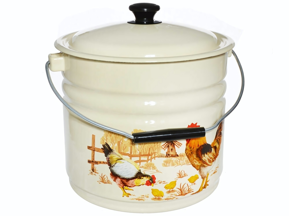 Ведро 10л с крышкой, с рисунком