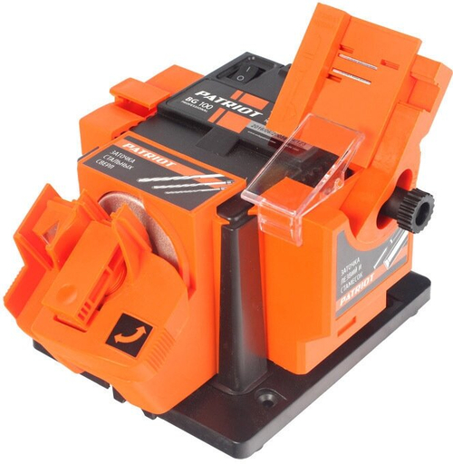 Точильный станок PATRIOT BG100, универсальный, защитный экран, 1350 об./мин., 8 мм