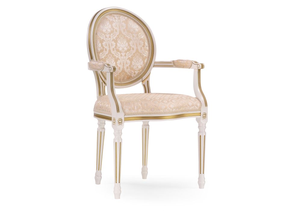 Кресло Данте молочный с золотой патиной