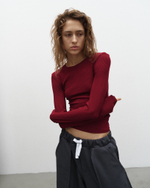 LS Ribbed T-Shirt Rhododendron