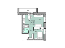 1 + квартира, 38,5 м² / Чистовая отделка