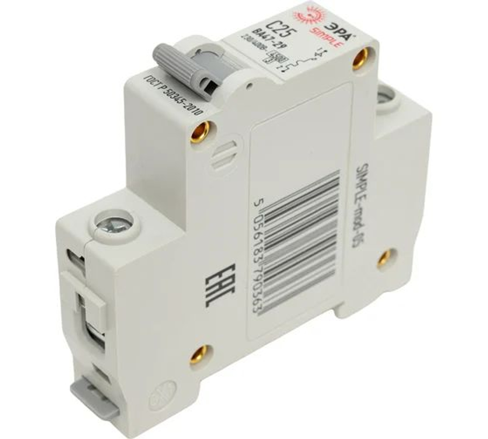 Выключатель автоматический модульный 1п C 25А 4.5кА ВА 47-29 SIMPLE-mod-05 ЭРА Б0039222
