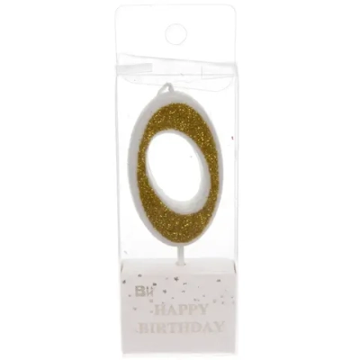 Свеча для торта Цифра Иллюзия «0» 9.5 см, золото